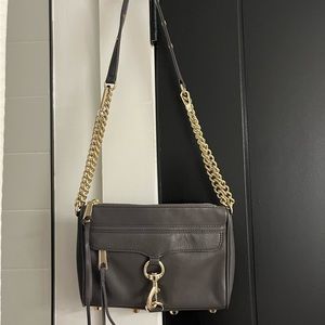 Rebecca Minkoff Dark Gray and Gold MAC Leather Crossbody Bag